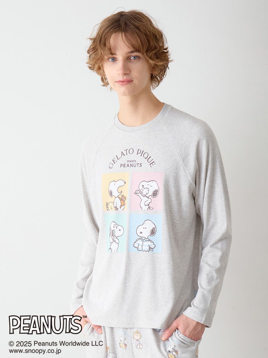 PEANUTS】【HOMME】オリジナルアート ワンポイントロンT｜ルームウェア