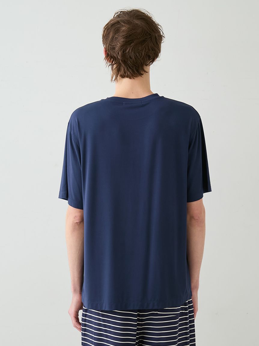 HOMME】レーヨンロゴTシャツ&ボーダーハーフパンツセット(カットソー