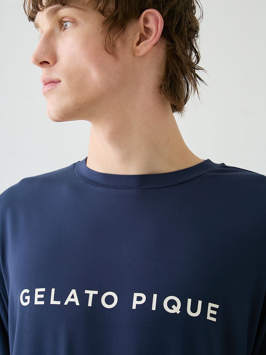 HOMME】レーヨンロゴTシャツ&ボーダーハーフパンツセット(カットソー