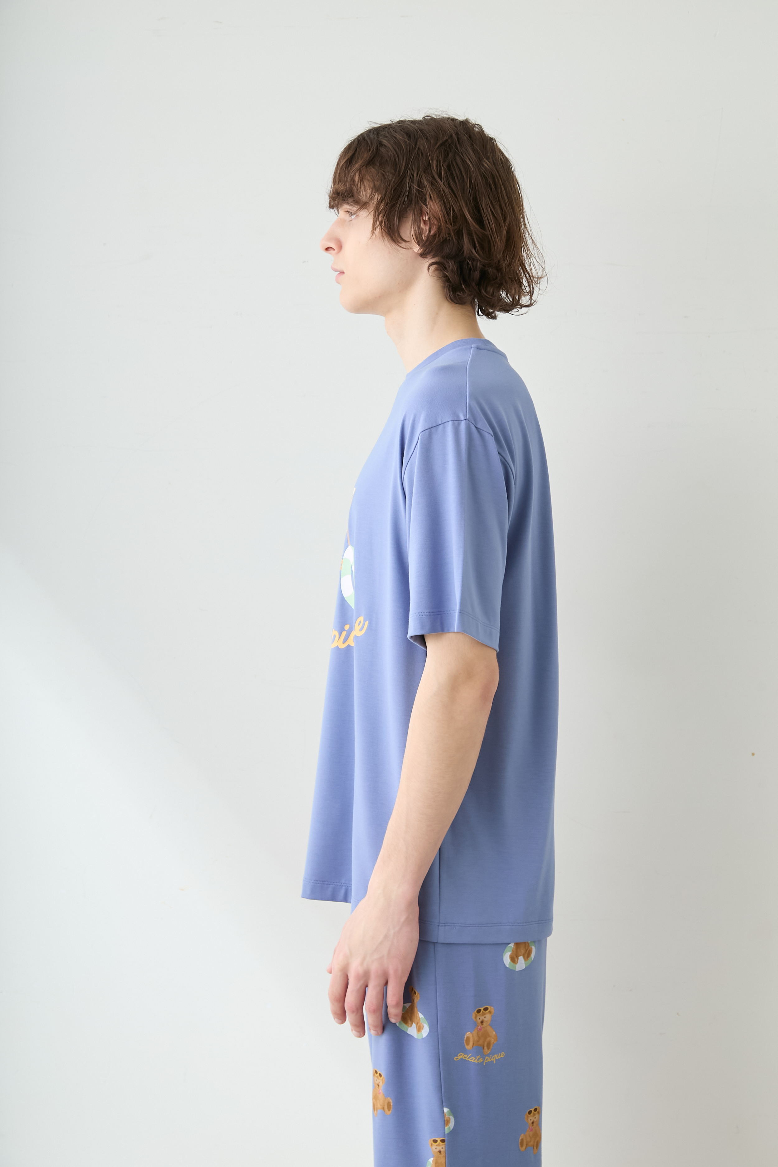 ONLINE限定】【HOMME】【接触冷感】サマーベア柄ワンポイントTシャツ