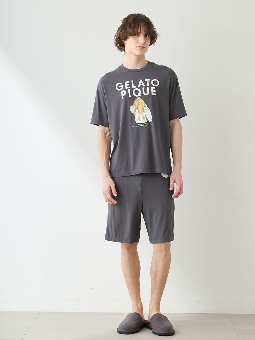 ONLINE限定】【HOMME】【接触冷感】レーヨンジェラートベアプリントT