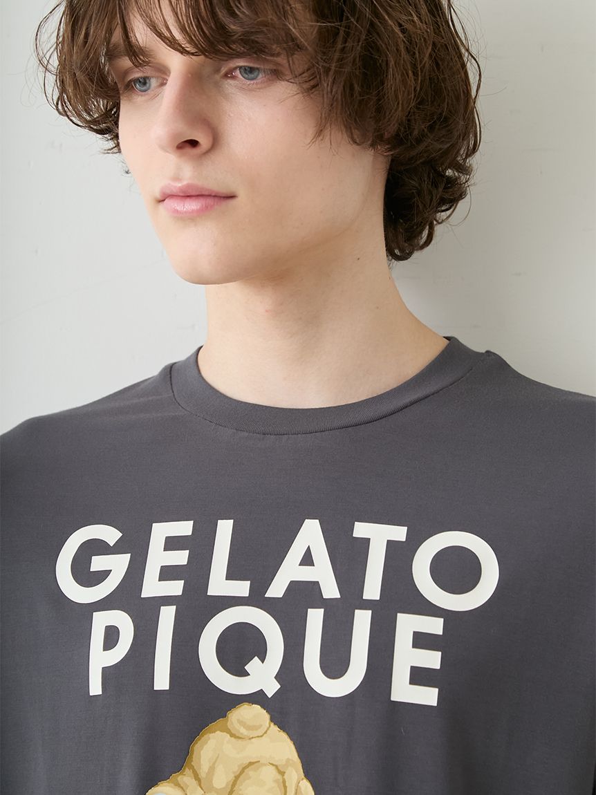 ONLINE限定】【HOMME】【接触冷感】レーヨンジェラートベアプリントT