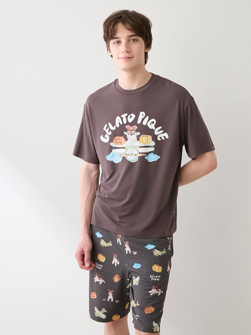 ヒラノトシユキ】【HOMME】【接触冷感】PLANEDOGワンポイントプリントT