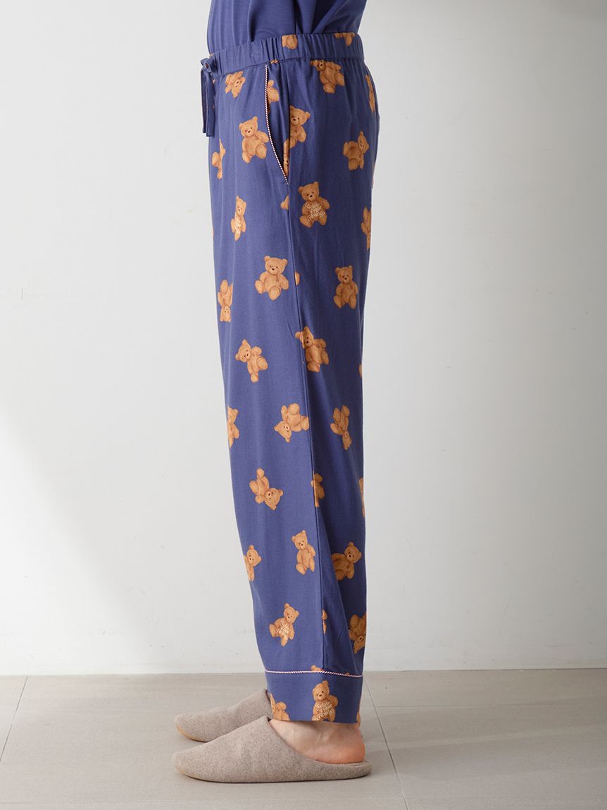 【HOLIDAY】ベア柄ネルシャツ&ベア柄ネルロングパンツセット　ホワイト HOLIDAY】ベア柄ネルロングパンツ（ルームウェア/パジャマ）｜gelato