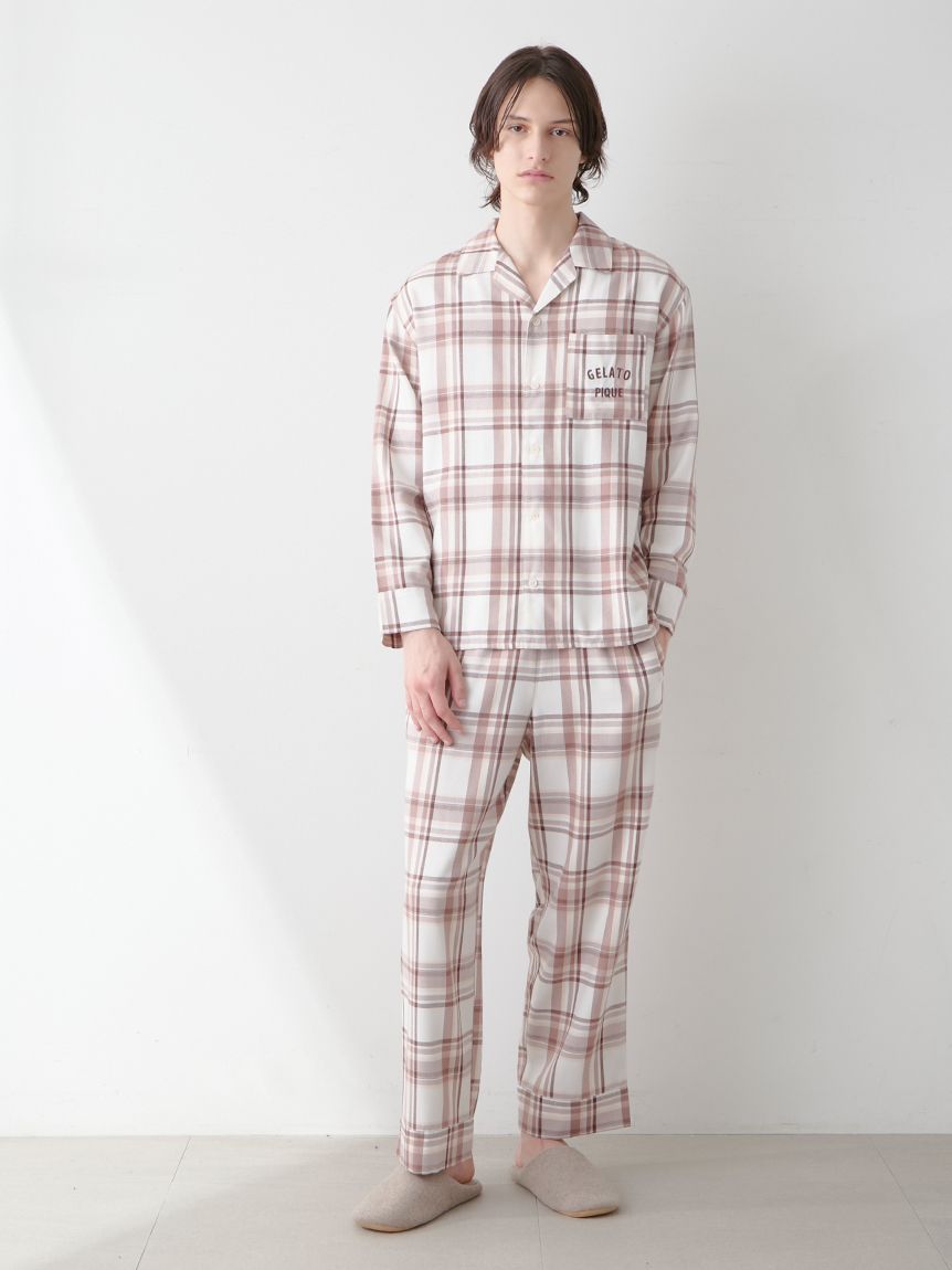 【新品】gelato pique ロブション　ギンガムチェック柄　ブランケット HOMME】トレンドチェック柄シャツ(シャツ)｜ルームウェア