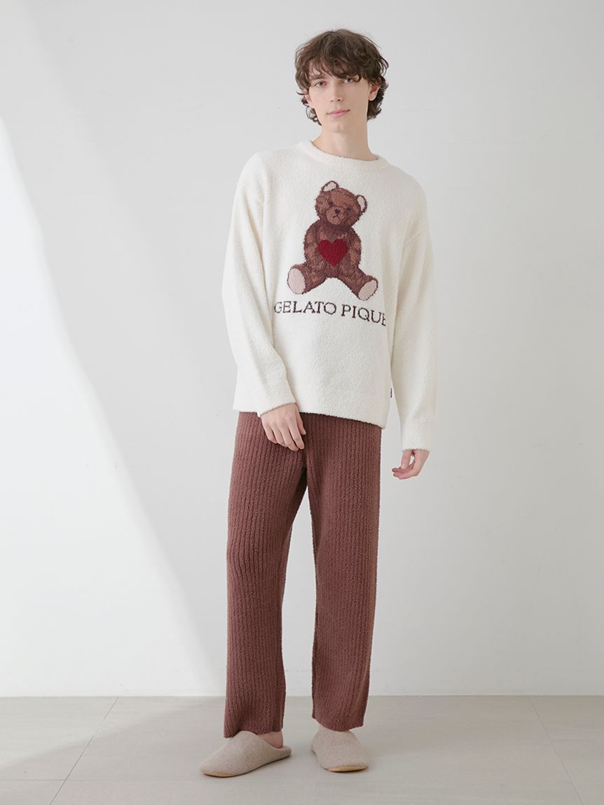 HOMME】ベビモコベア刺繍リブロングパンツ（ロングパンツ