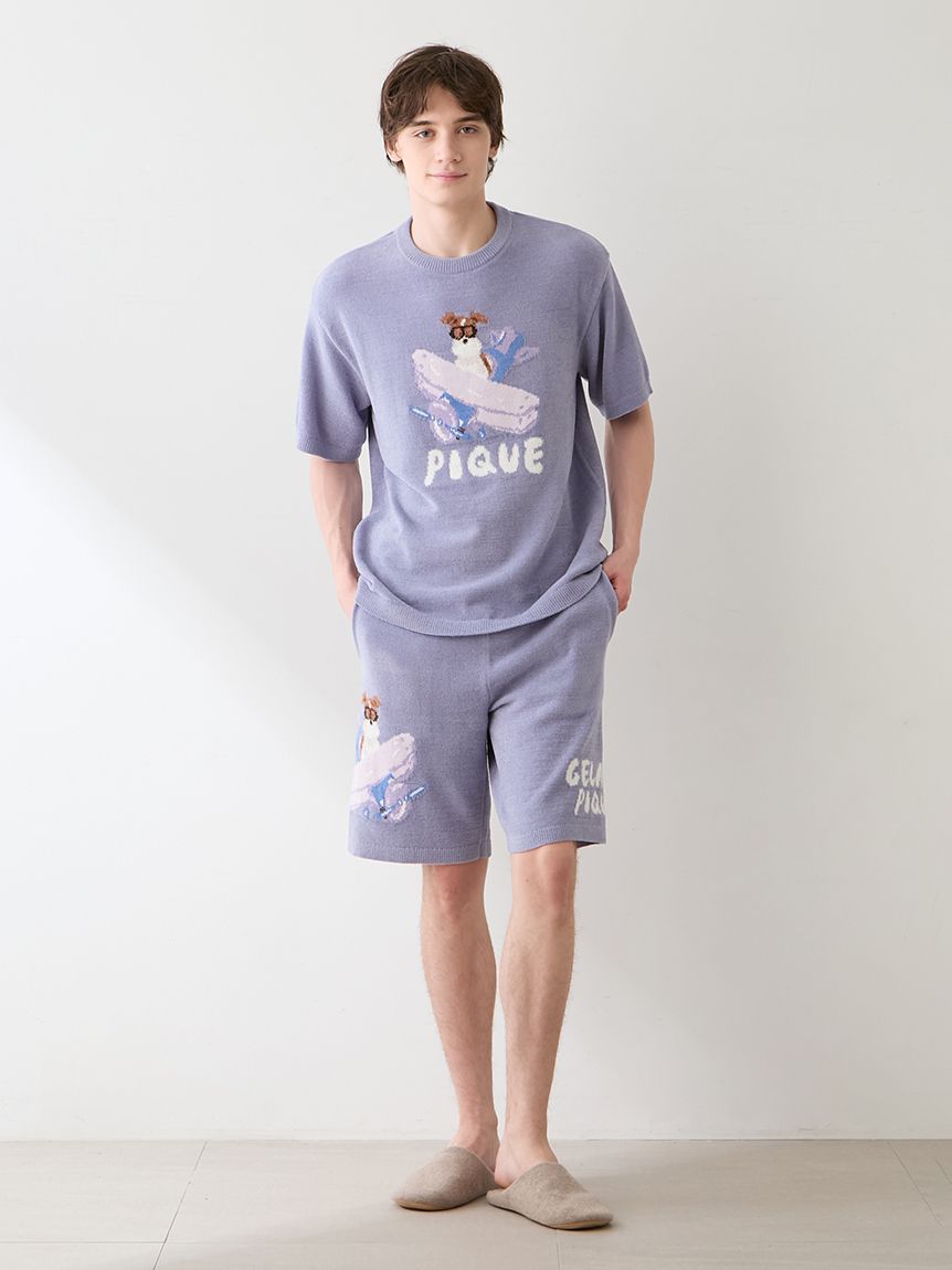 ヒラノトシユキ】【HOMME】エアリーモコPLANEDOGジャガードハーフ