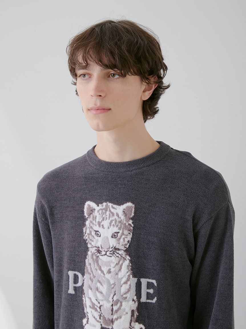 ONLINE限定】【HOMME】ホワイトタイガージャガードプルオーバー