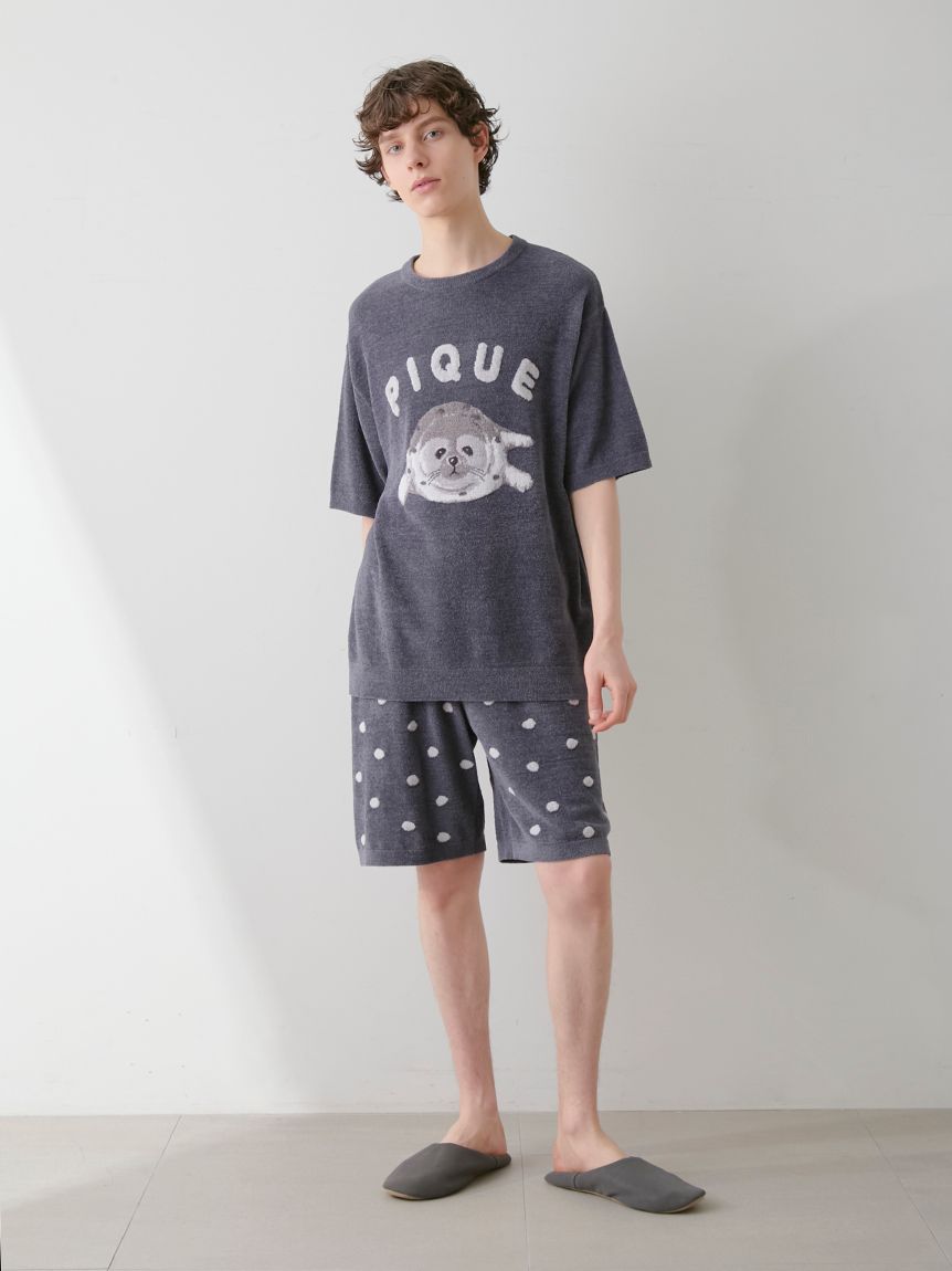 HOMME】あざらしジャガードプルオーバー&ショートパンツセット