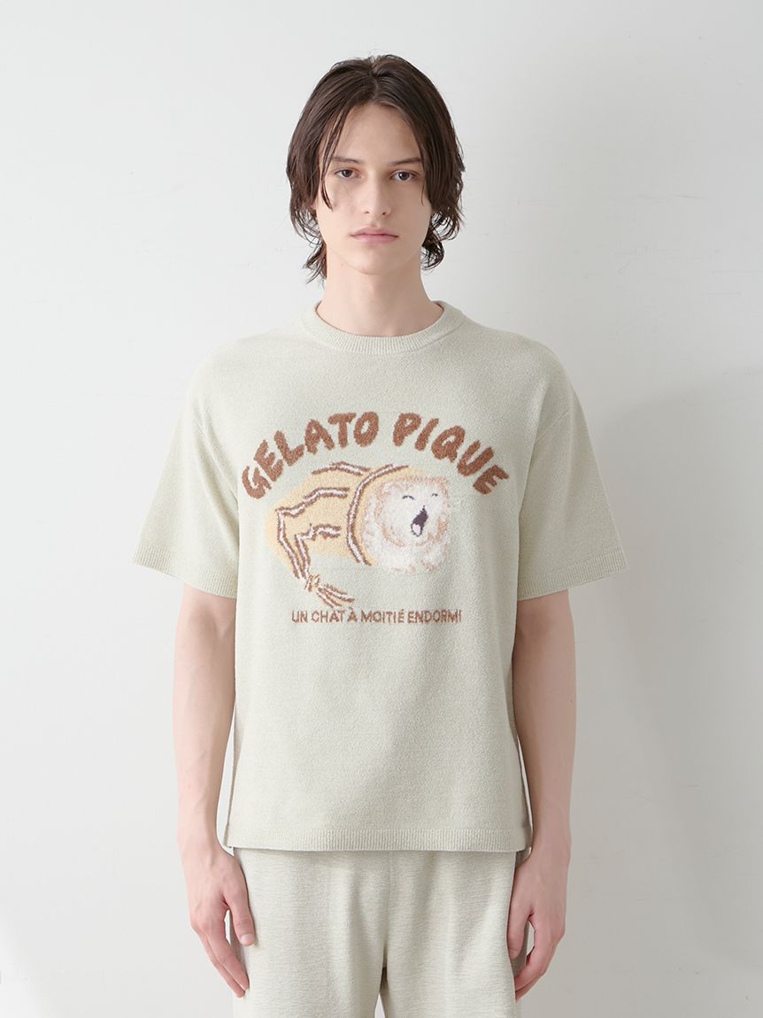 HOMME】sleeping cat ジャガードプルオーバー(ニットプルオーバー