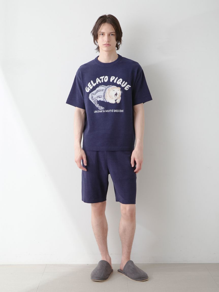 HOMME】sleeping cat ジャガードプルオーバー(ニットプルオーバー