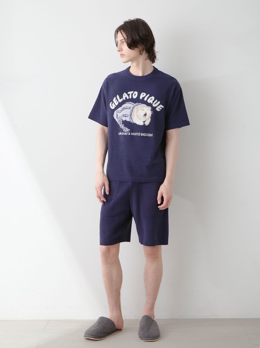 gelato pique CAT ジャガードプルオーバー＆ショートパンツ ブルー gelato pique CAT ジャガードプルオーバー＆ショートパンツ ブルー