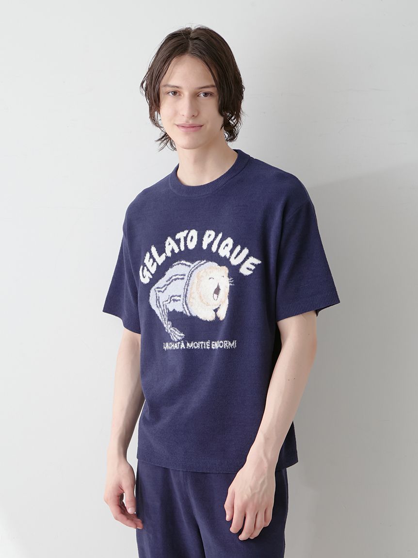 HOMME】sleeping cat ジャガードプルオーバー(ニットプルオーバー