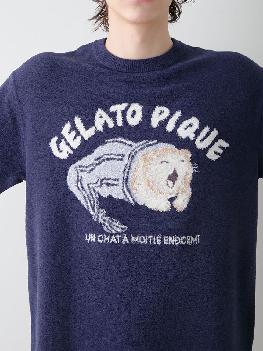 HOMME】sleeping cat ジャガードプルオーバー(ニットプルオーバー