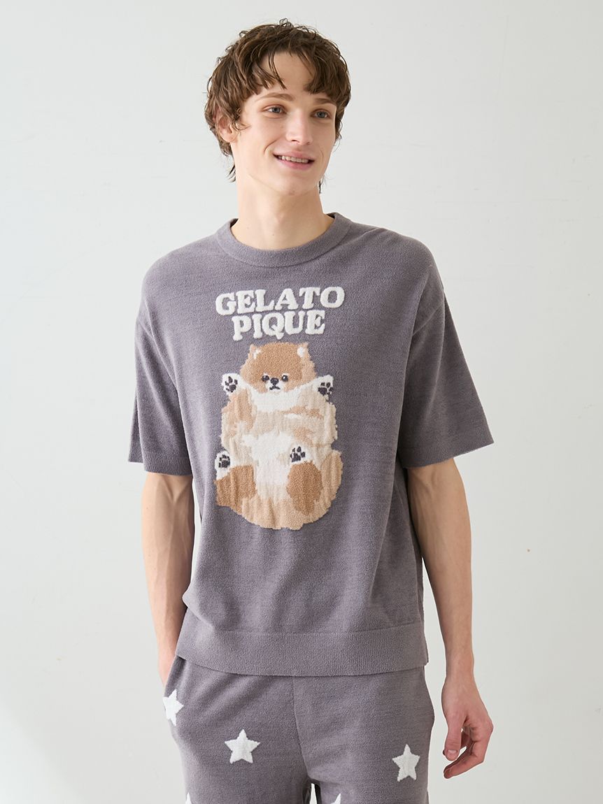 ジェラートピケ　トーンアップTシャツ　グレーとスクエアロゴプルオーバーグレー ONLINE限定カラーあり】【HOMME】ドッグジャガードプルオーバー(ニット