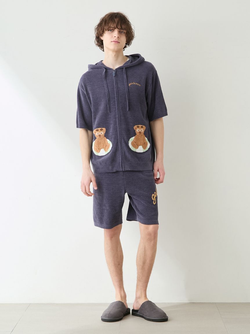 HOMME】 サマーベアジャガード半袖パーカ(パーカ)｜ルームウェア