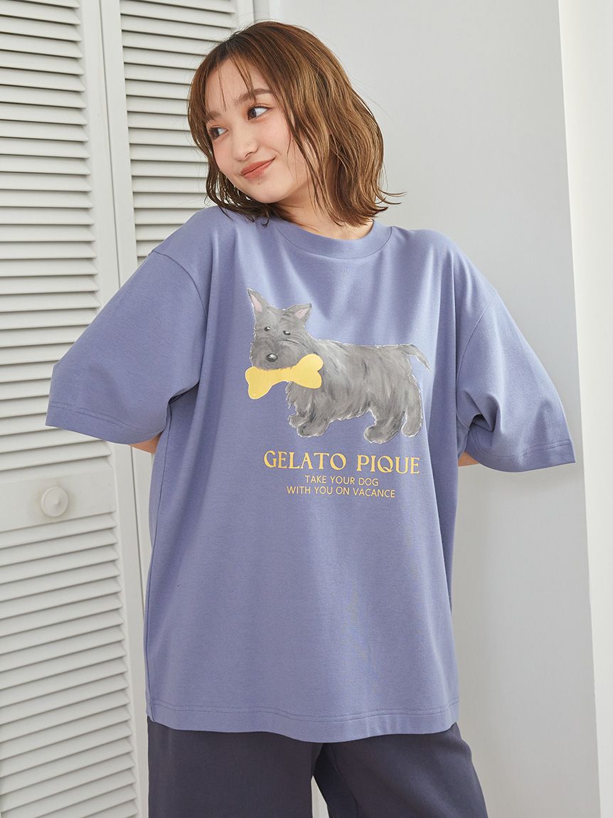 カラーワンポイントTシャツ&ロングパンツ gelato pique｜【ONLINE限定】CAT柄ワンポイントTシャツ&ロング