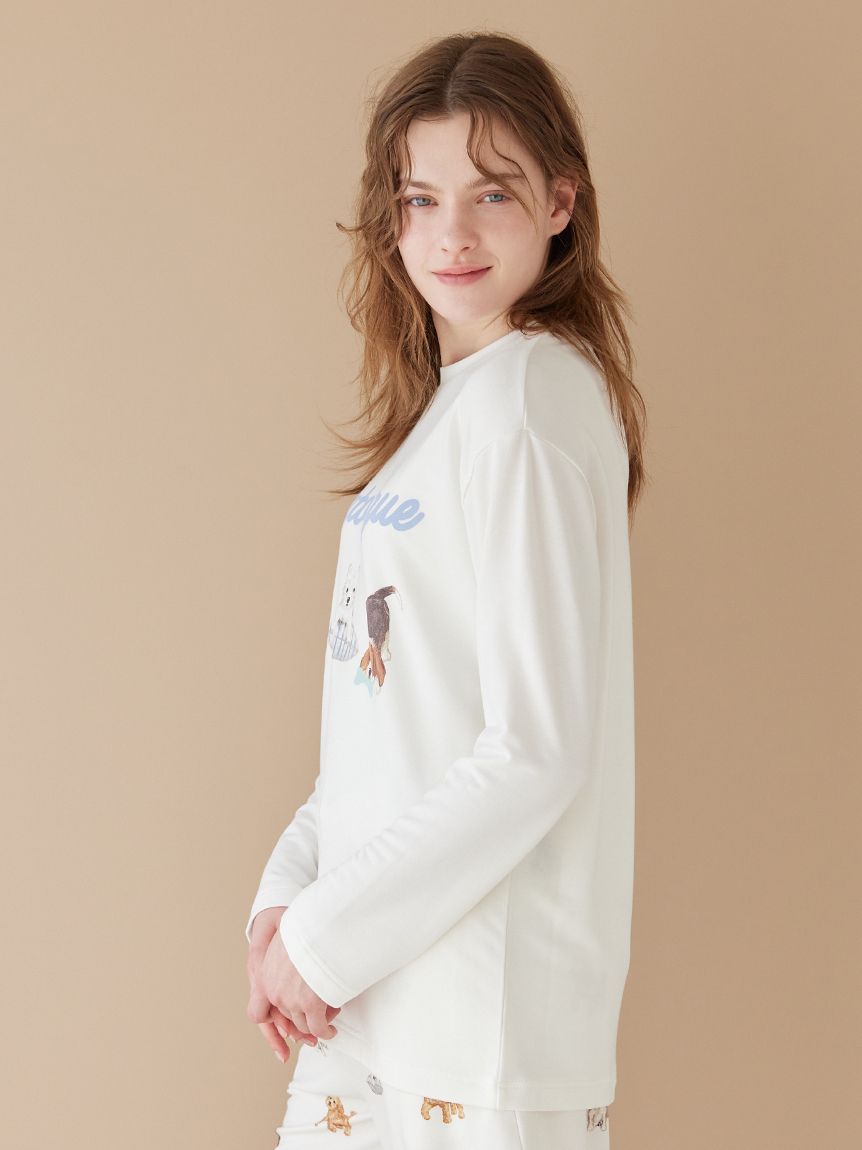 UNISEX】プレイフルDOGワンポイントロンT｜ルームウェア・パジャマ通販