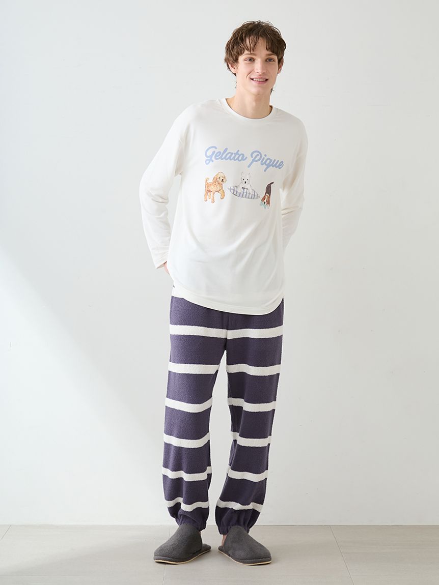 UNISEX】プレイフルDOGワンポイントロンT｜ルームウェア・パジャマ通販