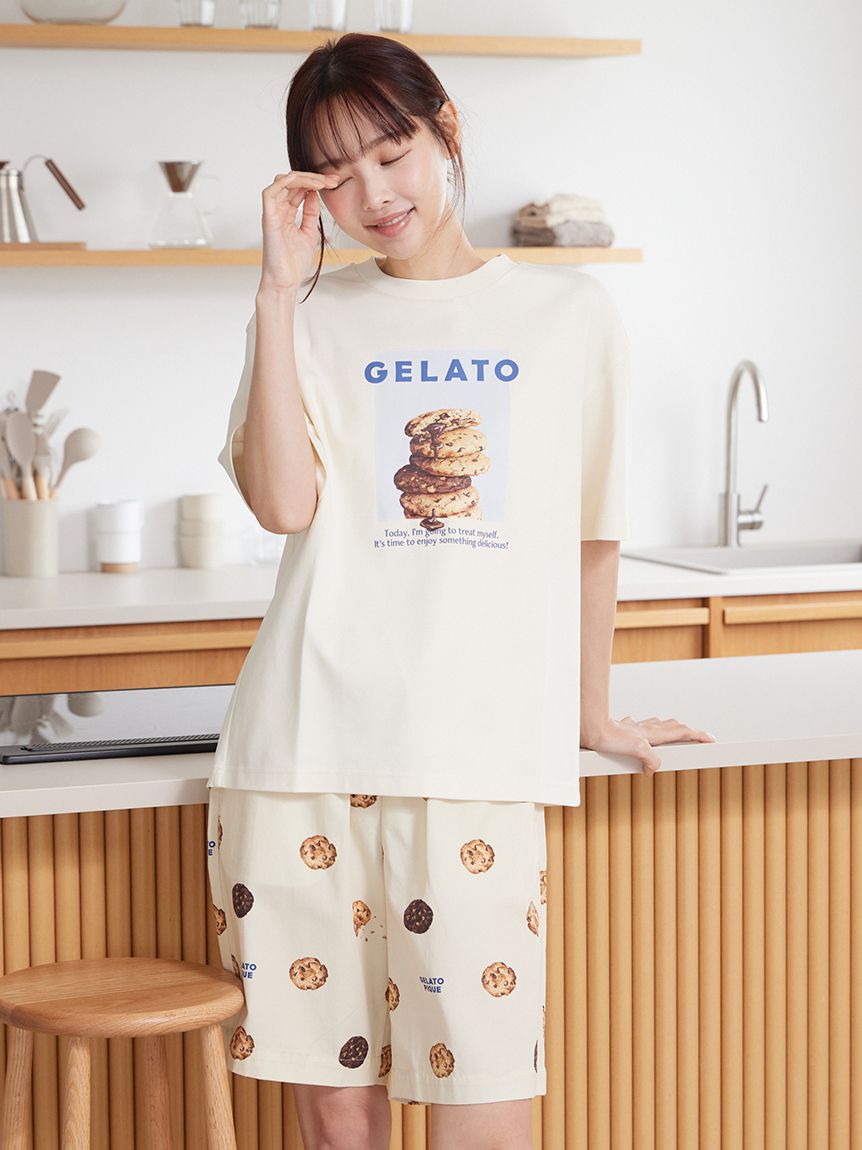 GELATO PIQUE ジェラピケ　ルームウェア one size UNISEX】 【接触冷感】HIGH CALORIEワンポイントTシャツ｜ルームウェア
