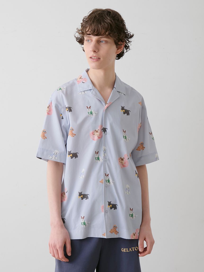 UNISEX】SUMMER DOG総柄シャツ｜ルームウェア・パジャマ通販の