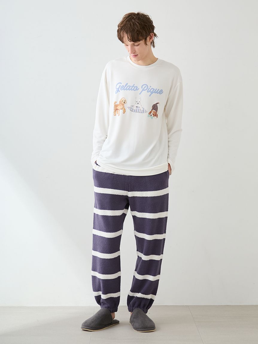 UNISEX】エアリーモコボーダーロングパンツ｜ルームウェア・パジャマ