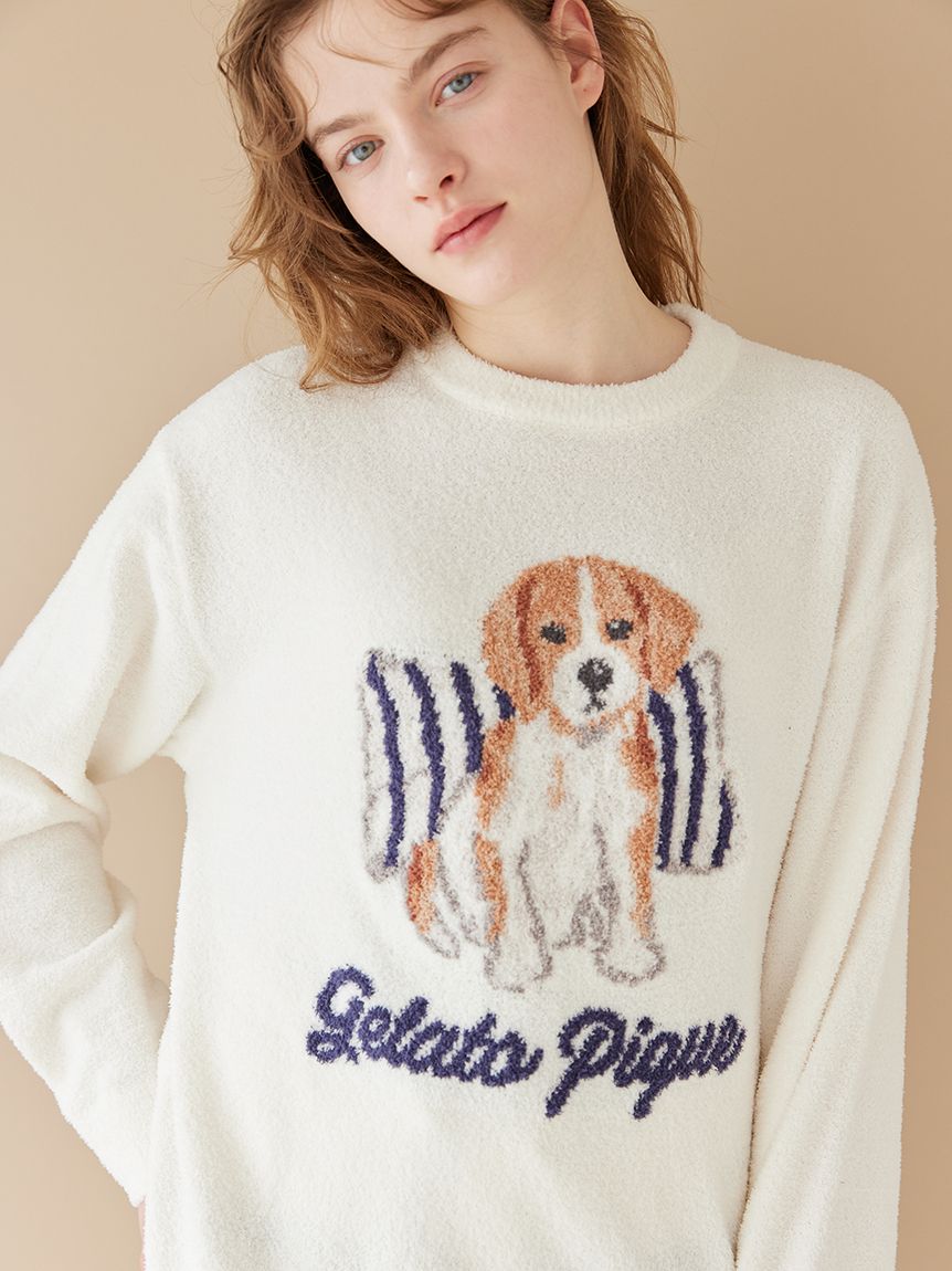 ONLINE限定】【UNISEX】エアリーモコプレイフルDOGジャガードプル
