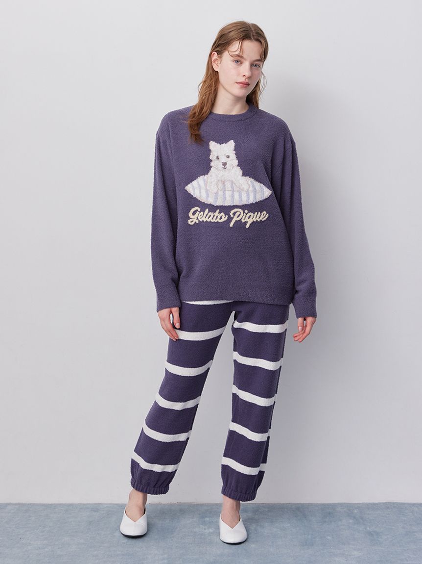 エアリーモコプレイフルDOGジャガードプルオーバー&ボーダーロングパンツセット ONLINE限定】【UNISEX】エアリーモコプレイフルDOGジャガードプル
