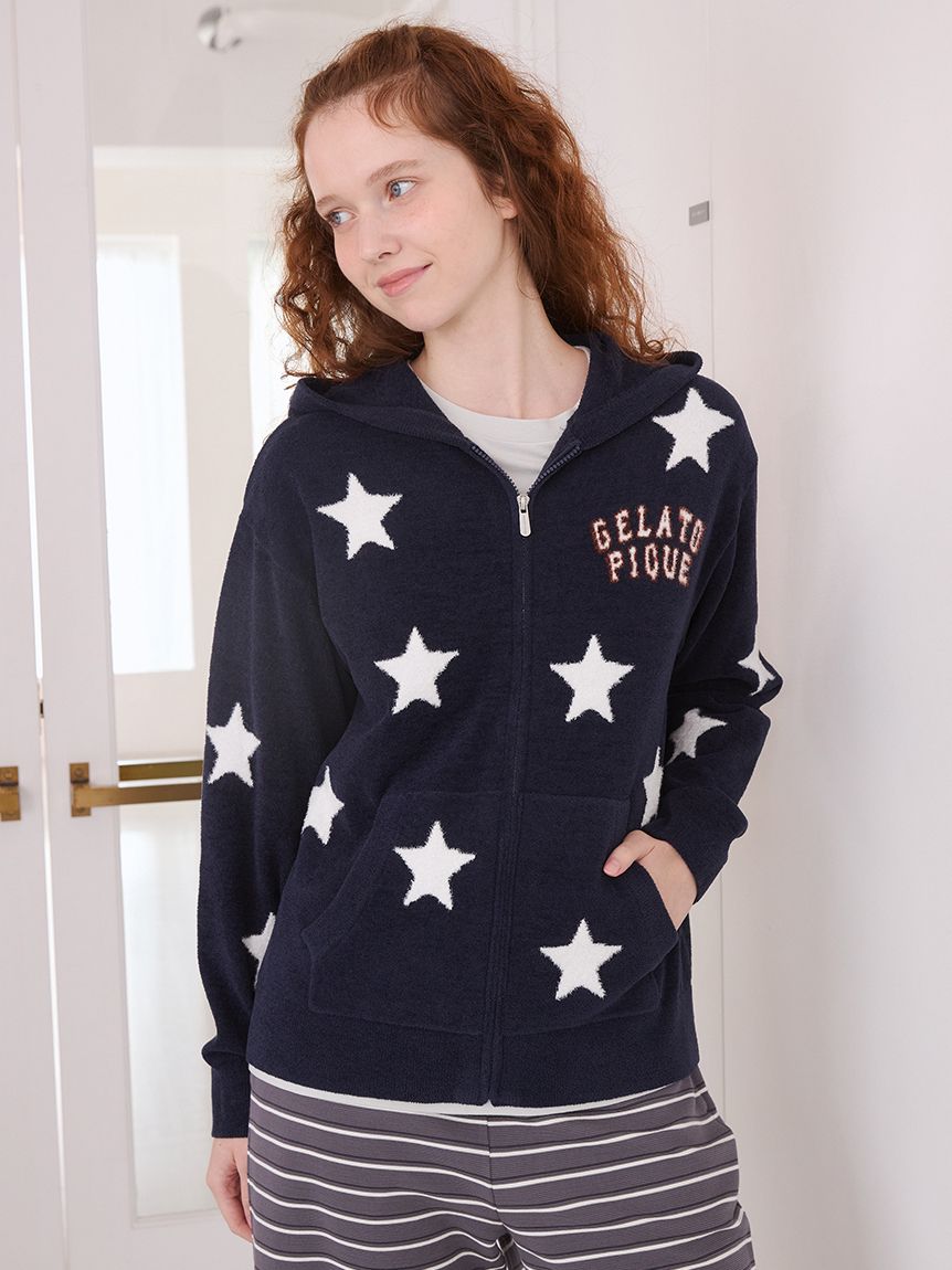 UNISEX】エアリーモコカレッジスタージャガードパーカ｜ルームウェア