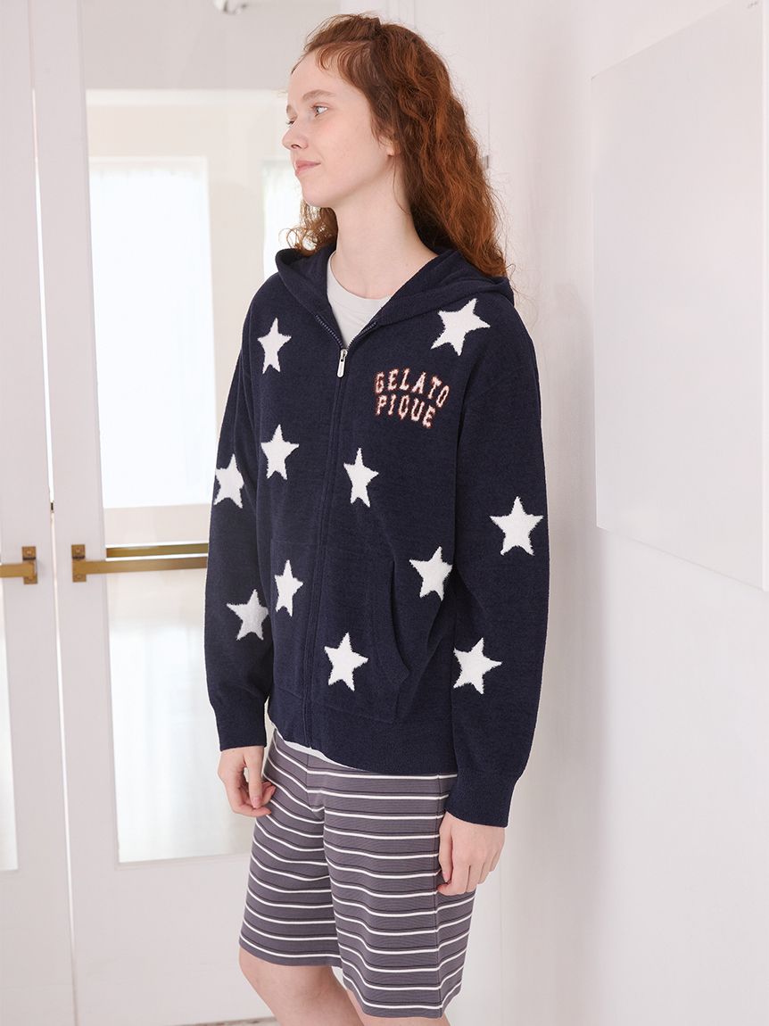 UNISEX】エアリーモコカレッジスタージャガードパーカ｜ルームウェア