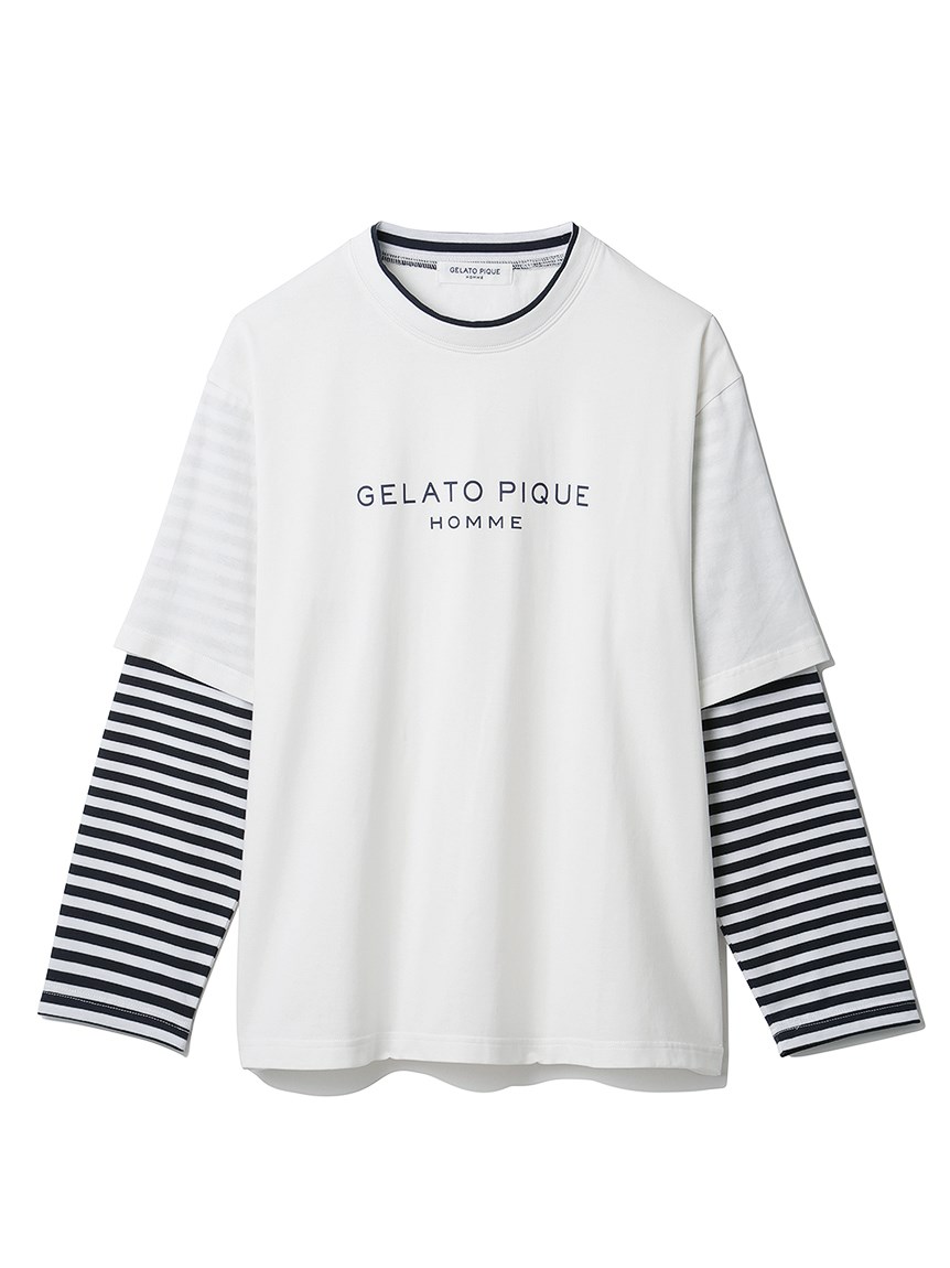 HOMME】ワンポイントロゴレイヤードロングＴシャツ(カットソー・Tシャツ )｜ルームウェア・パジャマ通販のgelatopique（ジェラートピケ）公式サイト