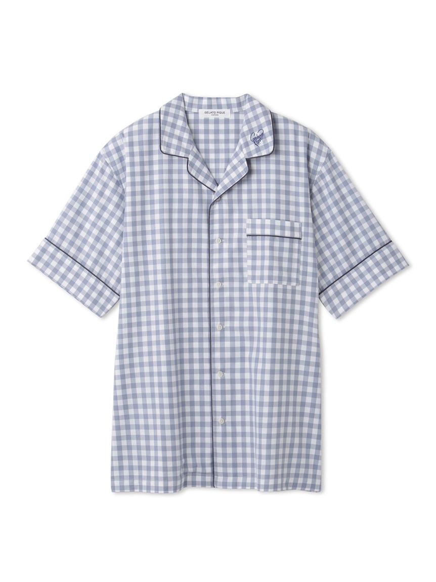 HOMME】 ギンガムチェックパジャマシャツ(シャツ)｜ルームウェア