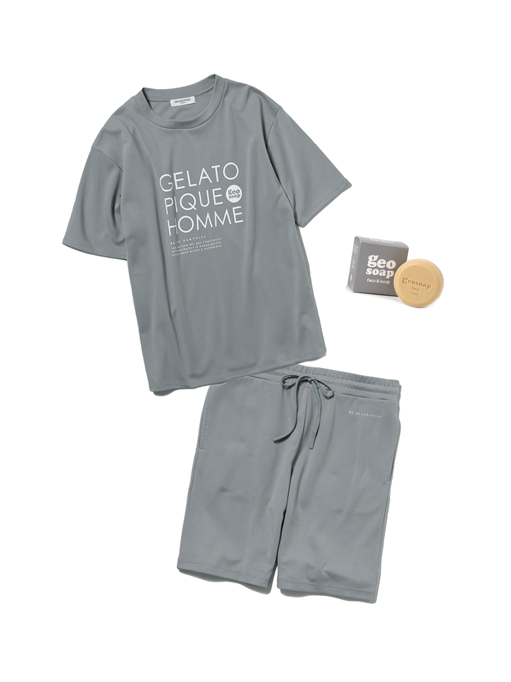 ラッピング Homme Geo Soap ワンポイントtシャツ ハーフパンツset カットソー Tシャツ ルームウェア パジャマ 通販のgelatopique ジェラートピケ 公式サイト