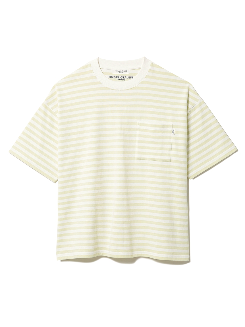 【HOMME】ボーダーTシャツ(LIME-M)