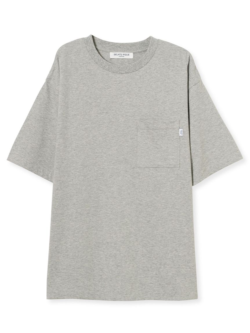 【HOMME】コットンワンポイントTシャツ(GRY-M)
