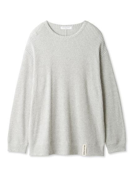 【HOMME】スノーワッフルビッグクルーネック(GRY-M)