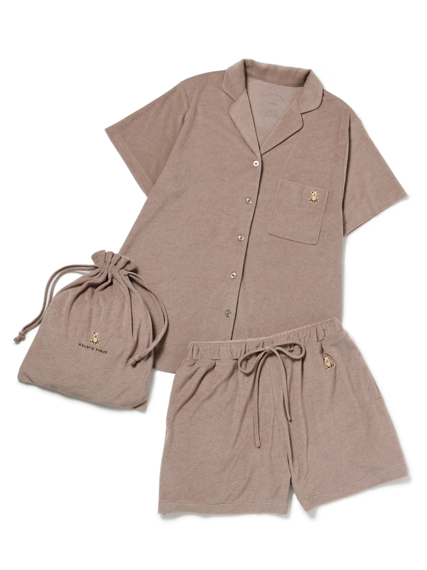 [ONLINE limited] Antibacterial and deodorant pile bear shirt & shorts & drawstring SET