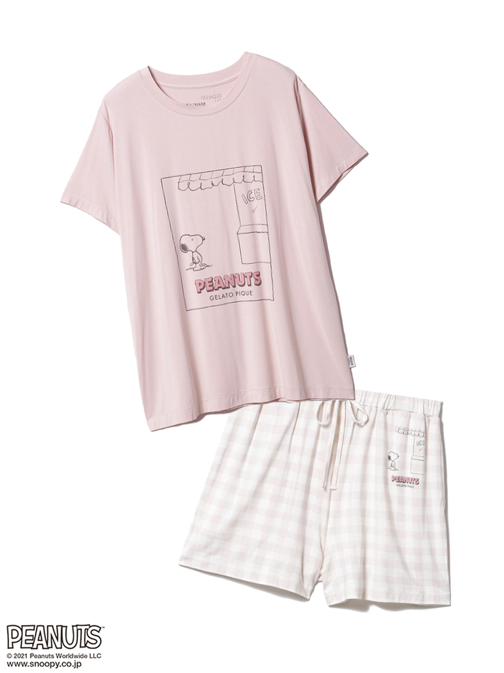【ラッピング】【PEANUTS】ワンポイントTシャツ＆ショートパンツSET(PNK-F)