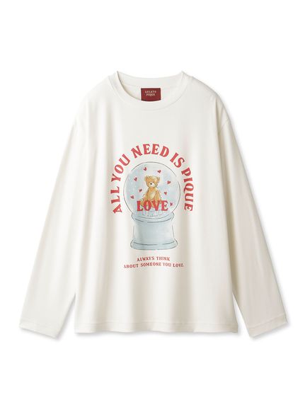 【HOLIDAY】スノードームベアワンポイントロングTシャツ