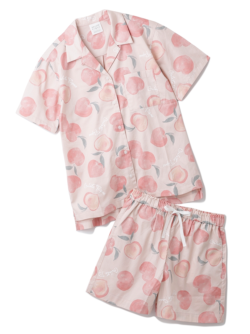 ONLINE限定】ピーチモチーフシャツ&ショートパンツSET(シャツ ONLINE限定】ピーチモチーフシャツ&ショートパンツSET(シャツ