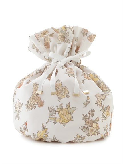 【ミュシャと四つの花】ローズ巾着