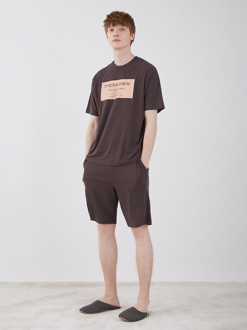 ONLINE限定】【HOMME】ワンポイントロゴTシャツ ハーフパンツ巾着