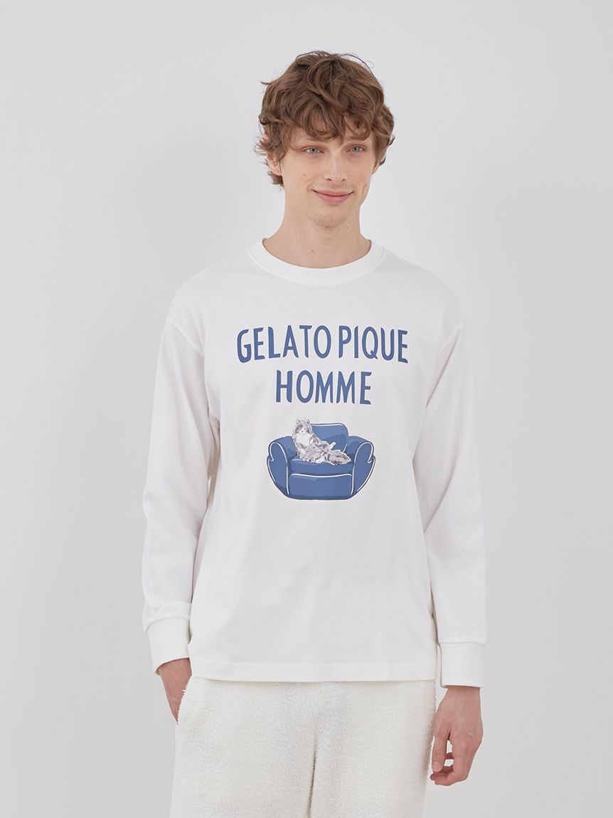 HOMME】スリープキャットロングTシャツ(カットソー・Tシャツ)｜ルーム