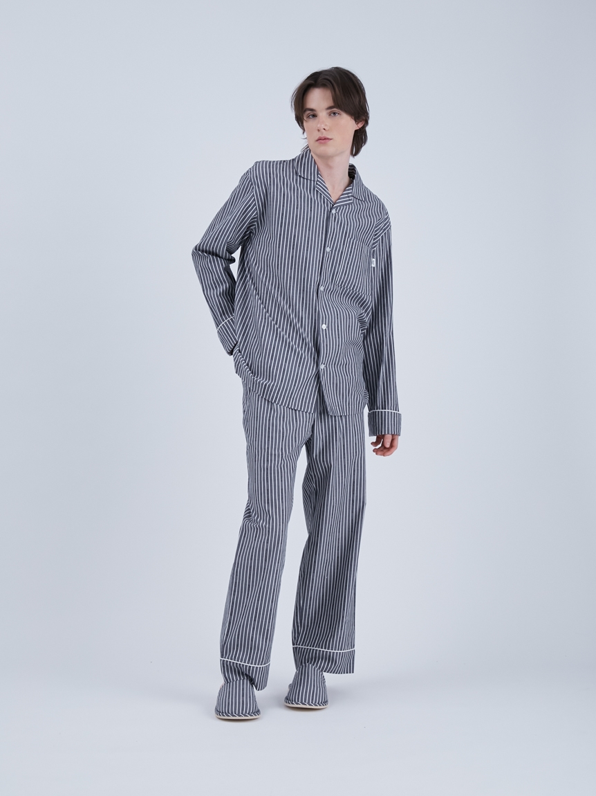HOMME】 ストライプロゴジャガードパジャマシャツ(シャツ)｜ルーム 