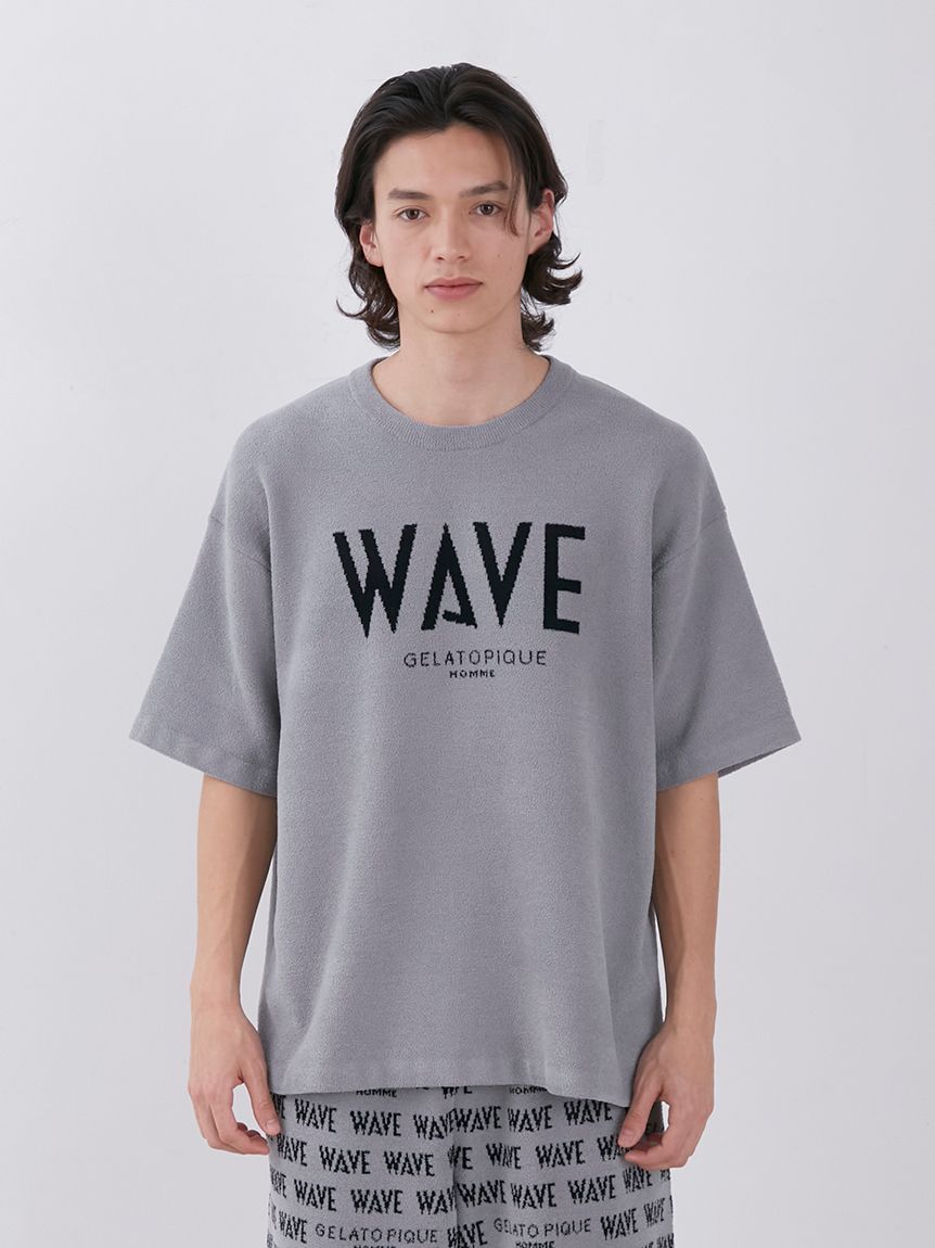 WAVE×GELATO PIQUE HOMME】AIRY MOCO ONE POINTLOGO JACQUARD PULLOVER