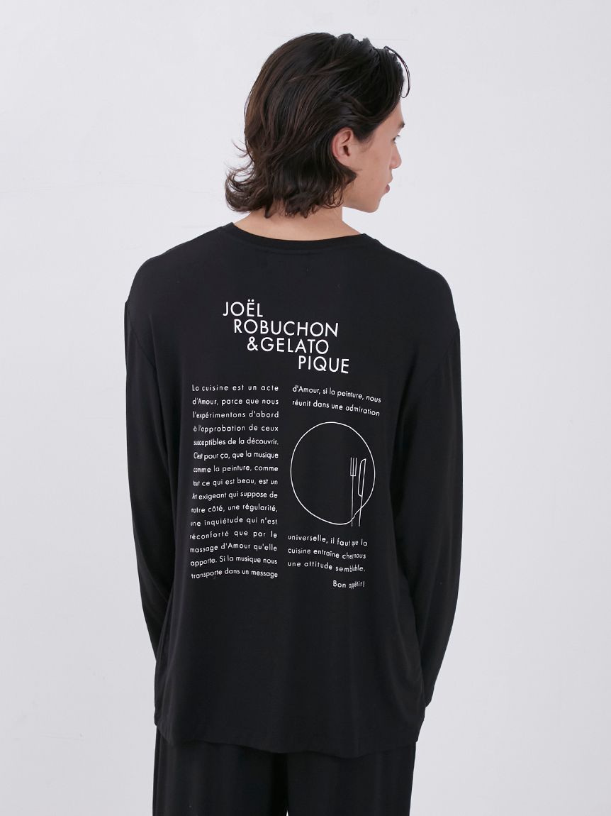 JOEL ROBUCHON】【HOMME】レーヨンシルクバックプリントロングTシャツ