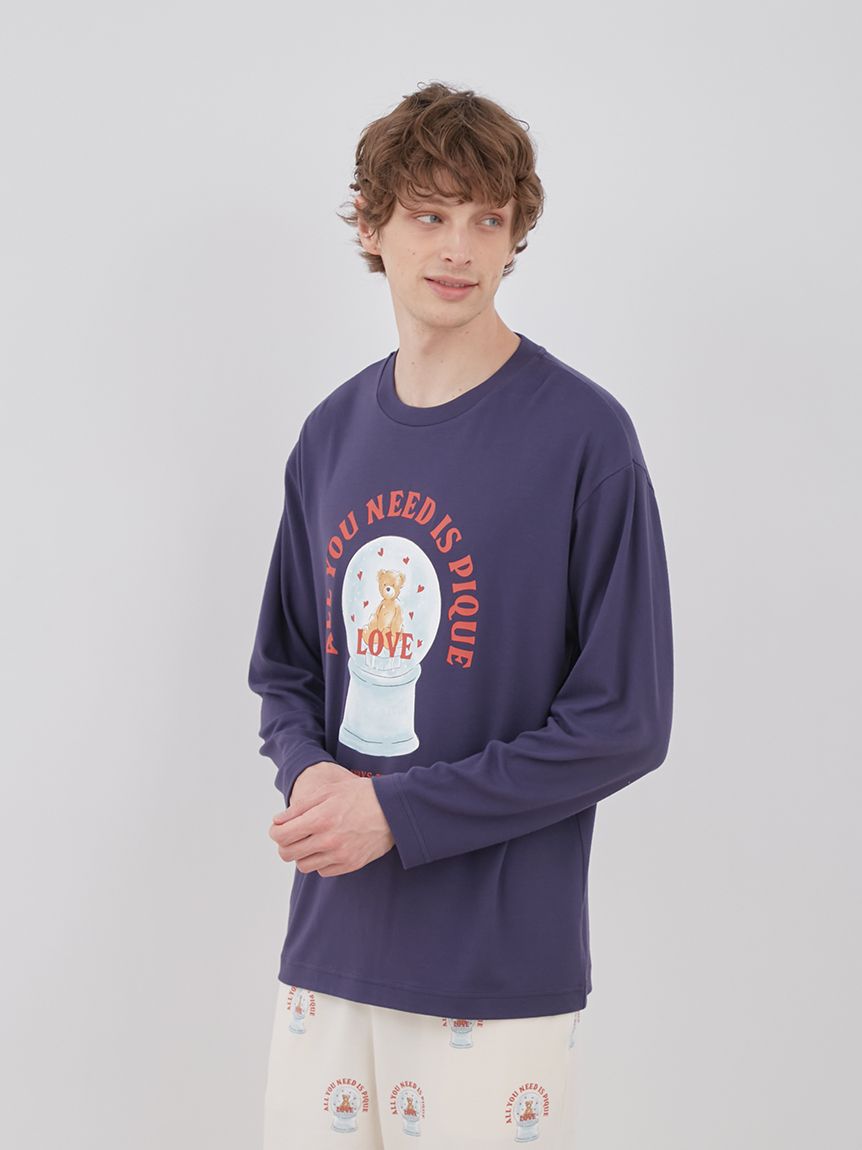 【HOLIDAY】【HOMME】スノードームベアワンポイントロングTシャツ | PMCT235229