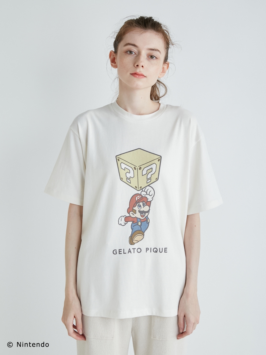 gelato pique × EAMESルームウェアメンズロゴTシャツ。ホワイト