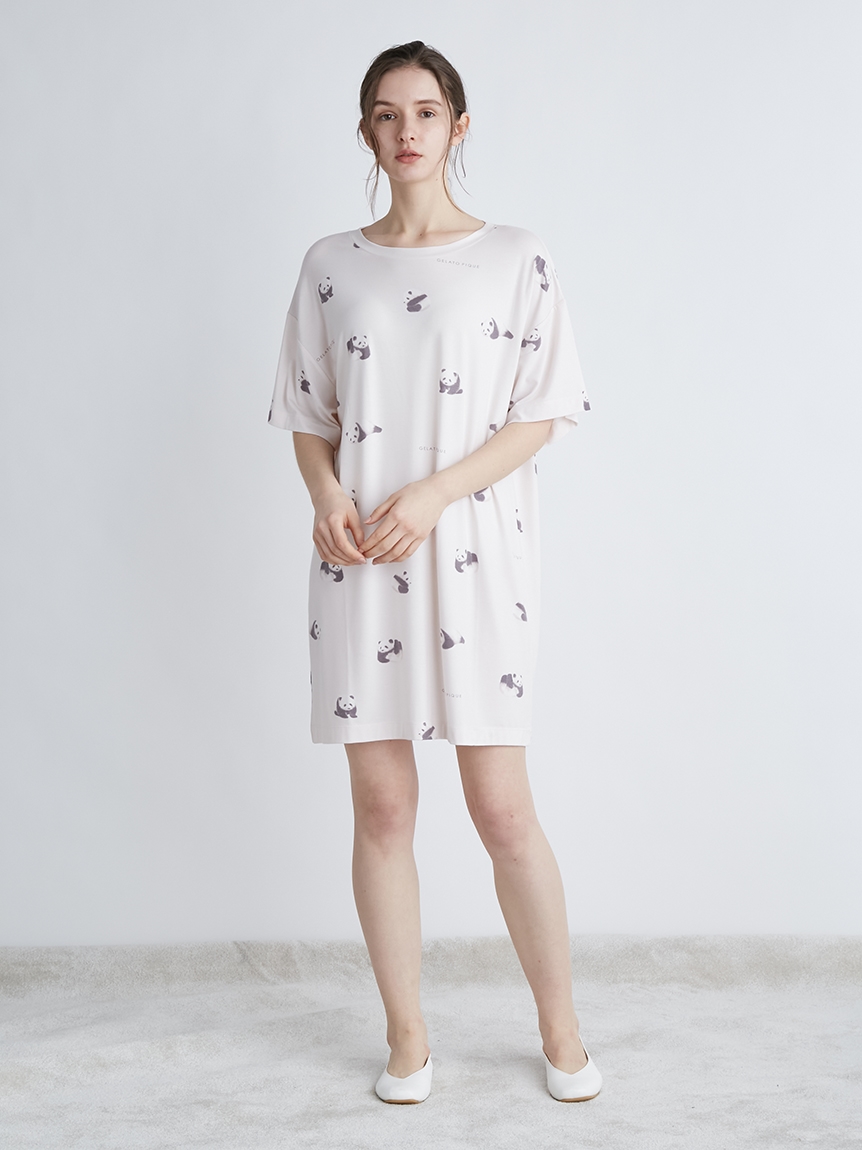 パンダモチーフＴシャツ(カットソー・Tシャツ)｜ルームウェア 
