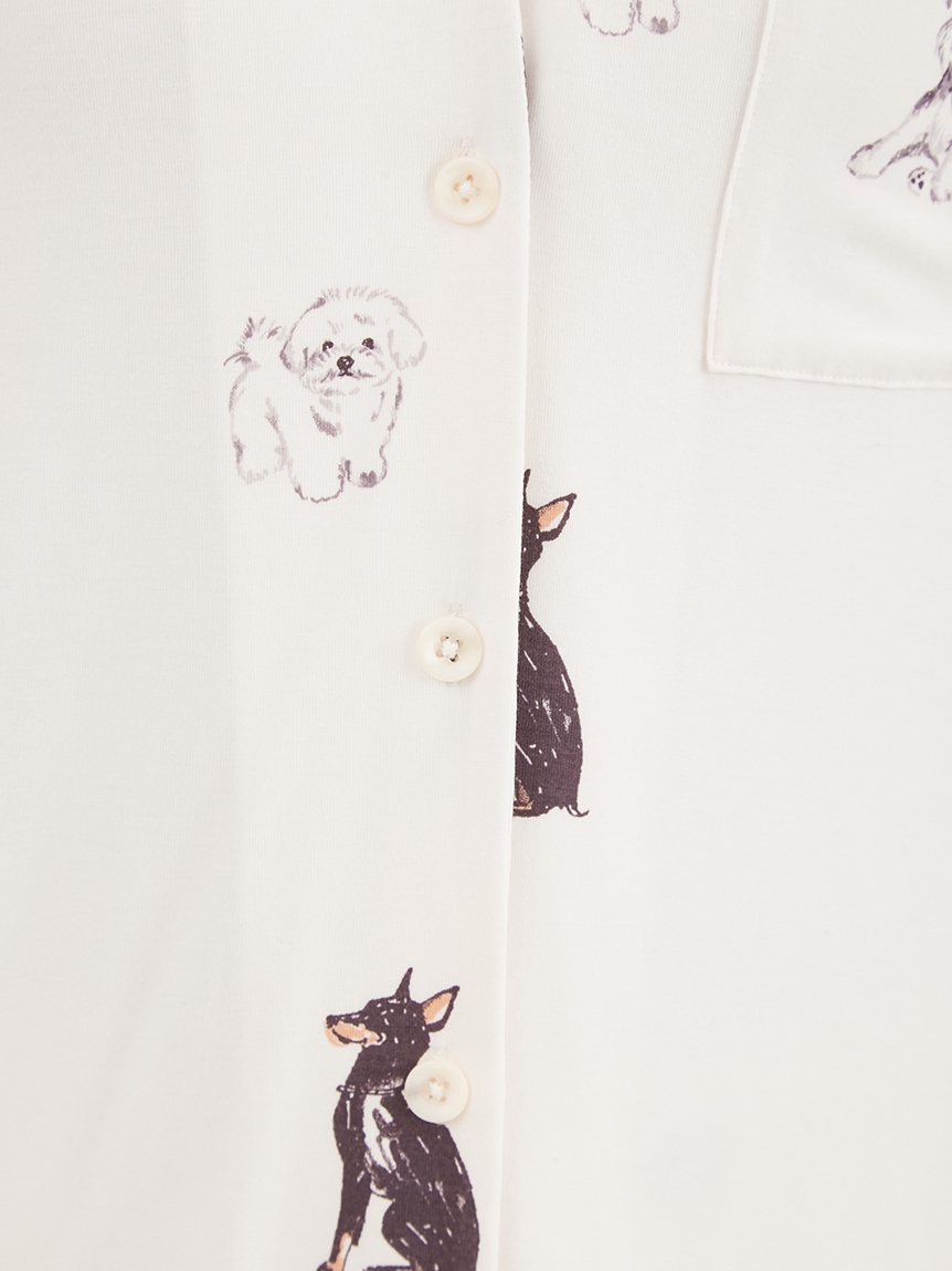 CAT&DOG柄シャツパジャマ(カットソー・Tシャツ)｜ルームウェア 